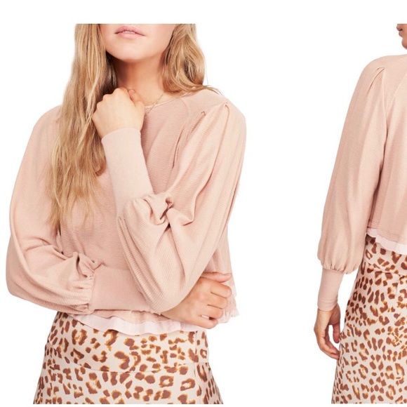 Free People Tops - Free People Billie Blush Pink Balloon Sleeve Top